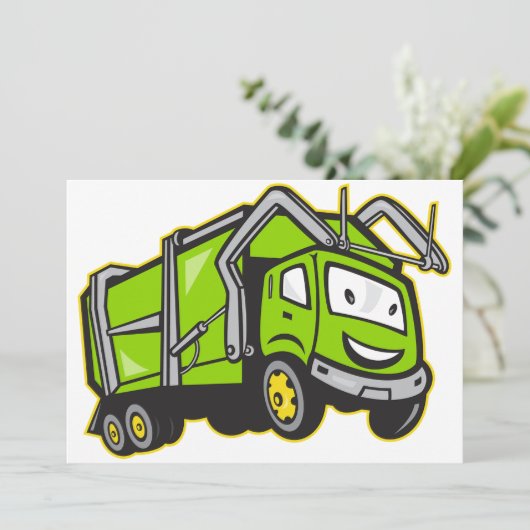 Rubbish Truck Invitations Kaart (Staand voorkant)
