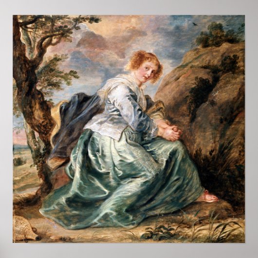 Rubens - Hagar in de woestijn Poster (Voorkant)