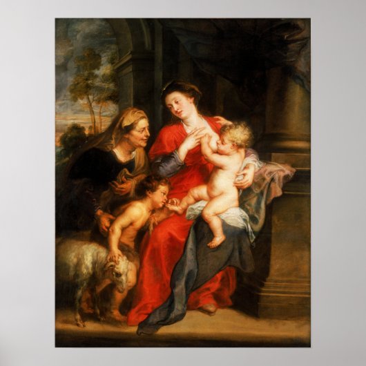 Rubens - Maagd & Kind Met H. Elisabeth & Johannes Poster (Voorkant)