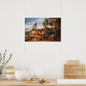 Rubens - melkzuilen met vee in het landschap, gewe poster (Keuken)
