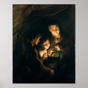 Rubens - Oude vrouw met kolenmand Poster