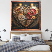 Rubies And Gears Heart Steampunk Series Canvas Afdruk (Insitu (Slaapkamer))