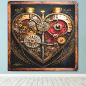 Rubies And Gears Heart Steampunk Series Canvas Afdruk (Insitu (Houten vloer))