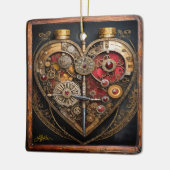 Rubies en Gears Heart Steampunk-serie Keramisch Ornament (Links)