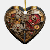 Rubies en Gears Heart Steampunk-serie Keramisch Ornament (Voorkant)