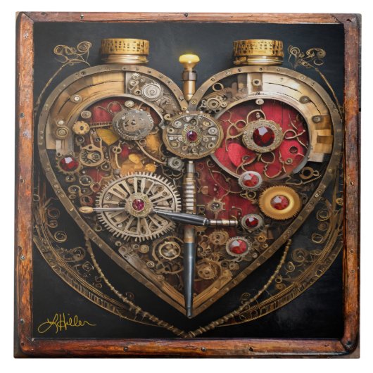 Rubies en Gears Heart Steampunk-serie Tegeltje (Voorkant)