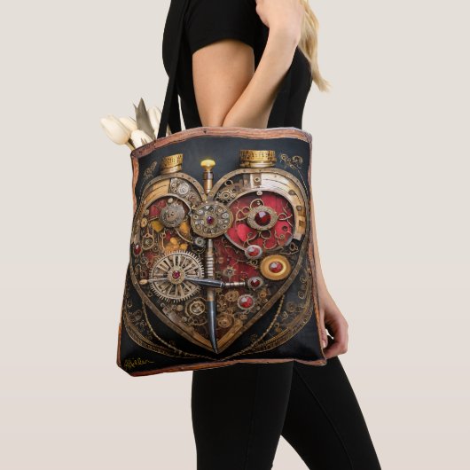 Rubies en Gears Heart Steampunk-serie Tote Bag (Dichtbij)