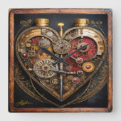 Rubies en Gears Heart Steampunk-serie Vierkante Klok (Voorkant)