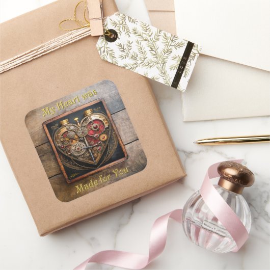 Rubies en Gears Heart Steampunk-serie Vierkante Sticker (Geschenken)