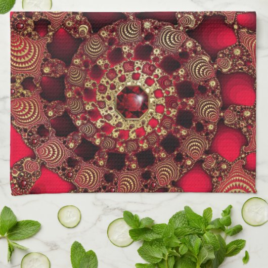 Rubies & Gold Kitchen Towel Theedoek (Gevouwen)