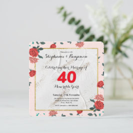Rubijnen 40-jarig huwelijksjubileum aangepaste typ kaart
