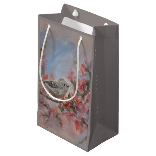 Rubijnen Koningssanger Vogel Klein Cadeauzakje (Voorkant Gekanteld)