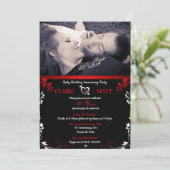 Rubijnen trouwjubileum foto uitnodigingen (Staand voorkant)