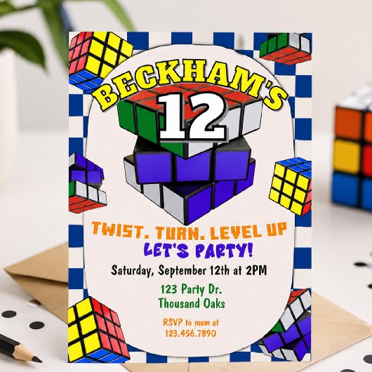 Rubik's Cube Birthday | Puzzle Cube Party Kaart