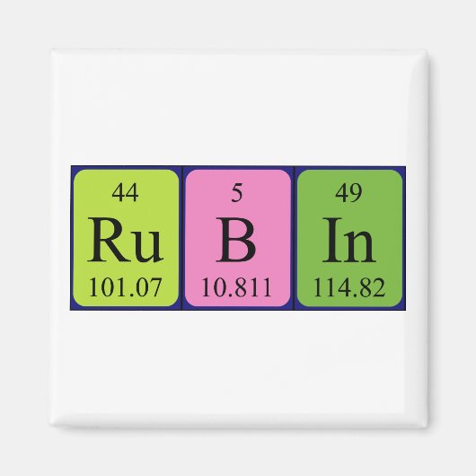 Rubin periodieke tabelnaam magneet (Voorkant)