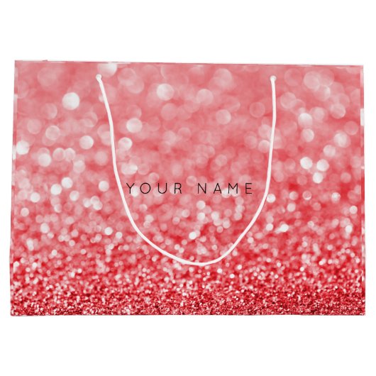 Rubin Red Wine White Glitter Favor Gift Bag Groot Cadeauzakje (Achterkant)