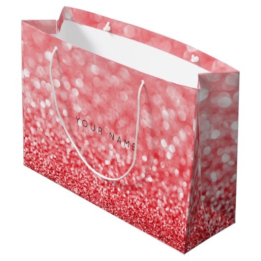 Rubin Red Wine White Glitter Favor Gift Bag Groot Cadeauzakje (Achterkant Gekanteld)