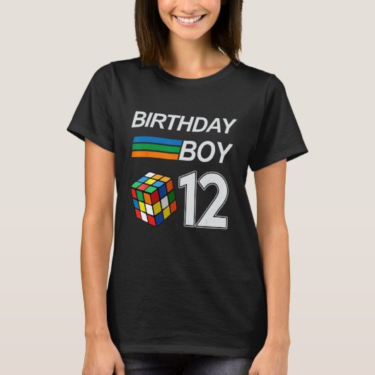 Rubix Cube Speed Cubing Verjaardagsjongen 12 jaar T-shirt (Voorkant)