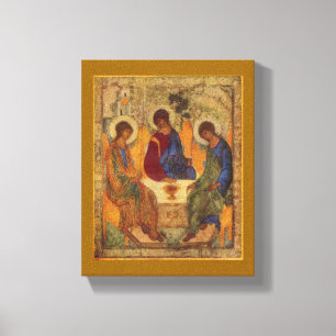 Rublev Trinity aan tafel Canvas Afdruk
