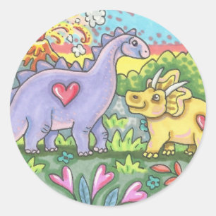 RUBRIEK PREHISTORIC DINOSAURS RONDE STICKER