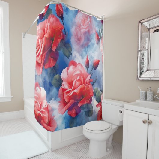 Rubrieken - goddelijke herinneringen roze en rode douchegordijn (In situ)