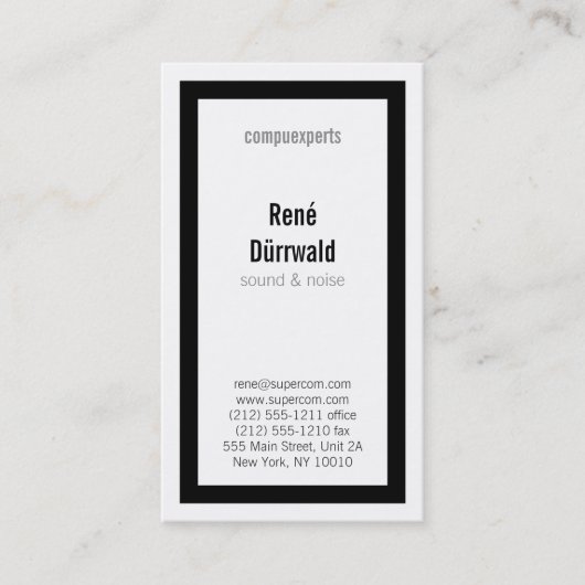 Rubrieken in BW Visitekaartje (Voorkant)