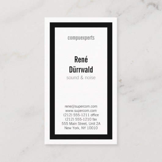 Rubrieken in BW Visitekaartje (Voorkant)