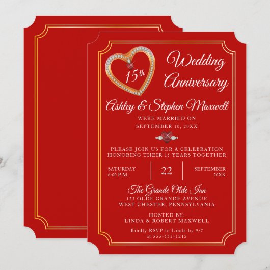 Rubrieken | Ruitenpartij 15e bruiloft Jubileum Kaart (Voorkant / Achterkant)