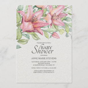 Rubrum Lelies Baby shower Uitnodiging