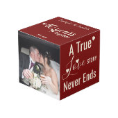 Ruby 40 jaar jubileum rode crème foto kubus (Voorkant hoekig)