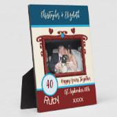 Ruby 40 jaar jubileum voeg namen foto blauw fotoplaat (Zijkant)