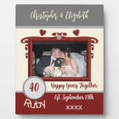 Ruby 40 jaar jubileum voeg namen foto grijs toe fotoplaat (Voorkant)