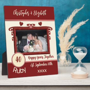 Ruby 40 jaar oud voegt foto rood toe fotoplaat