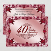 Ruby 40e huwelijksjubileum 5x7 uitnodiging (Voorkant / Achterkant)