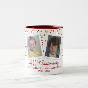 Ruby 40e huwelijksjubileum foto's uit de kindertij tweekleurige koffiemok