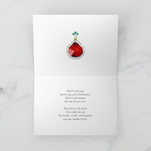 Ruby (40e) huwelijksjubileumkaart kaart (Binnen)