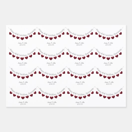 Ruby 40e trouwdag man & vrouw inpakpapier vel (Voorkant 2)