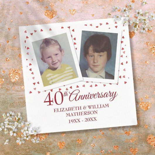 Ruby 40e trouwjubileum kinderfoto's servet