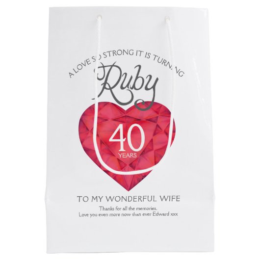 Ruby 40e verjaardag aangepaste juwelentas medium cadeauzakje (Achterkant)