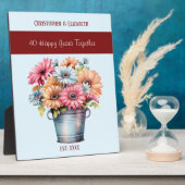 Ruby 40e verjaardag bloemen namen blauw fotoplaat (Zijkant)