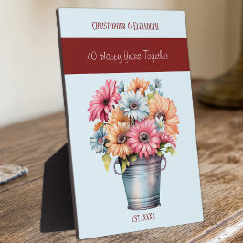 Ruby 40e verjaardag bloemen namen blauw fotoplaat