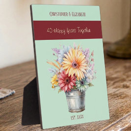 Ruby 40e verjaardag bloemen namen groen fotoplaat