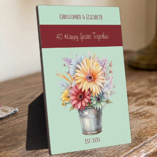 Ruby 40e verjaardag bloemen namen groen fotoplaat