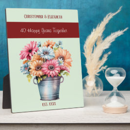 Ruby 40e verjaardag bloemen namen groen fotoplaat