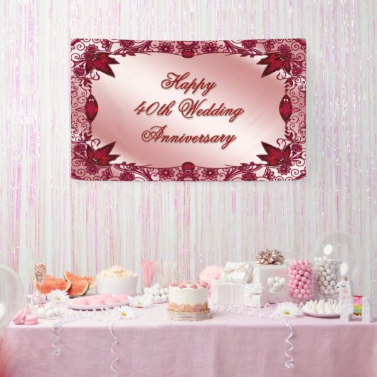 Ruby 40h Wedding Jubileum Spandoek (Feest)