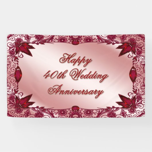 Ruby 40h Wedding Jubileum Spandoek (Horizontaal)