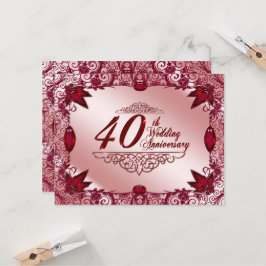 Ruby 40ste huwelijksverjaardag 4.25x5.5 uitnodigin kaart