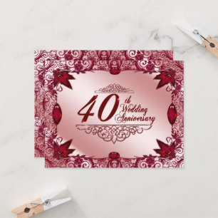 Ruby 40ste huwelijksverjaardag 4.25x5.5 uitnodigin kaart