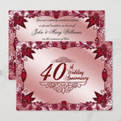 Ruby 40ste huwelijksverjaardag 4.5x6.25 uitnodigin kaart (Voorkant / Achterkant)