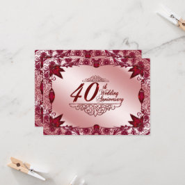 Ruby 40ste huwelijksverjaardag 4.5x6.25 uitnodigin kaart